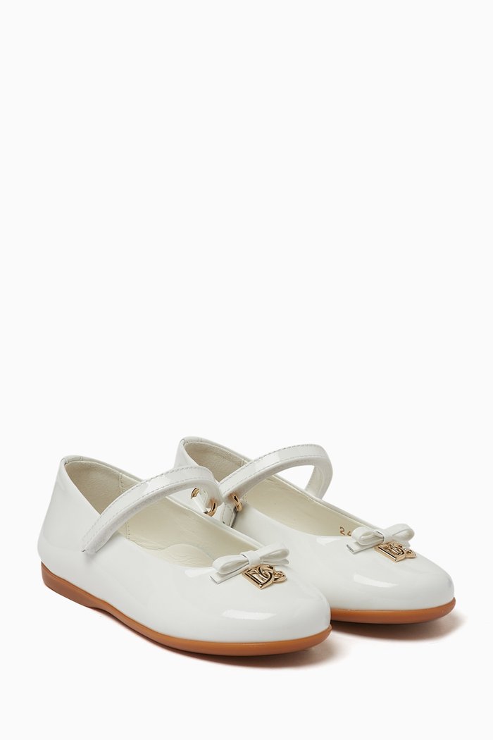 

DG Logo Ballerinas in Patent Leather, White