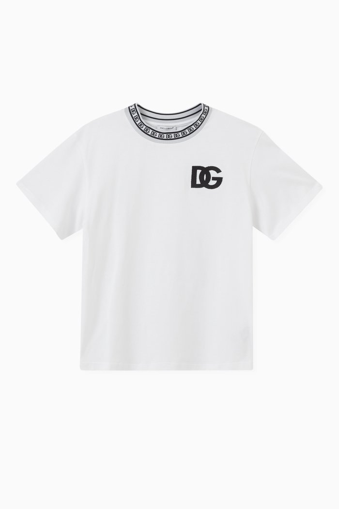 

Logo Collar T-shirt in Cotton, White