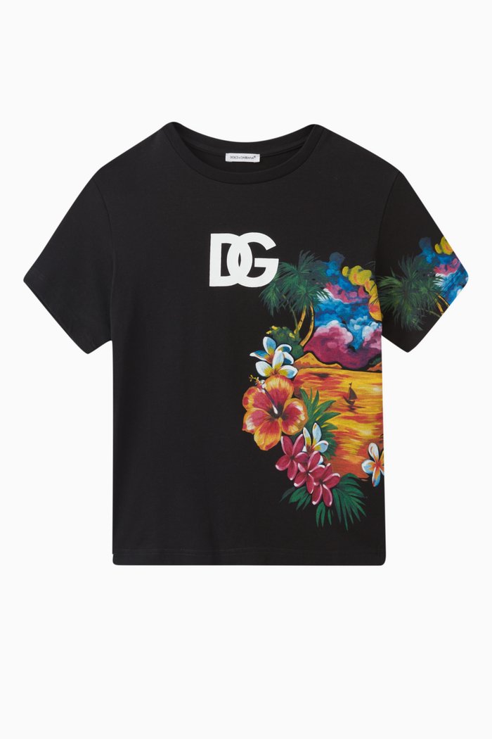 

Hawaii Logo Print T-shirt in Cotton, Black