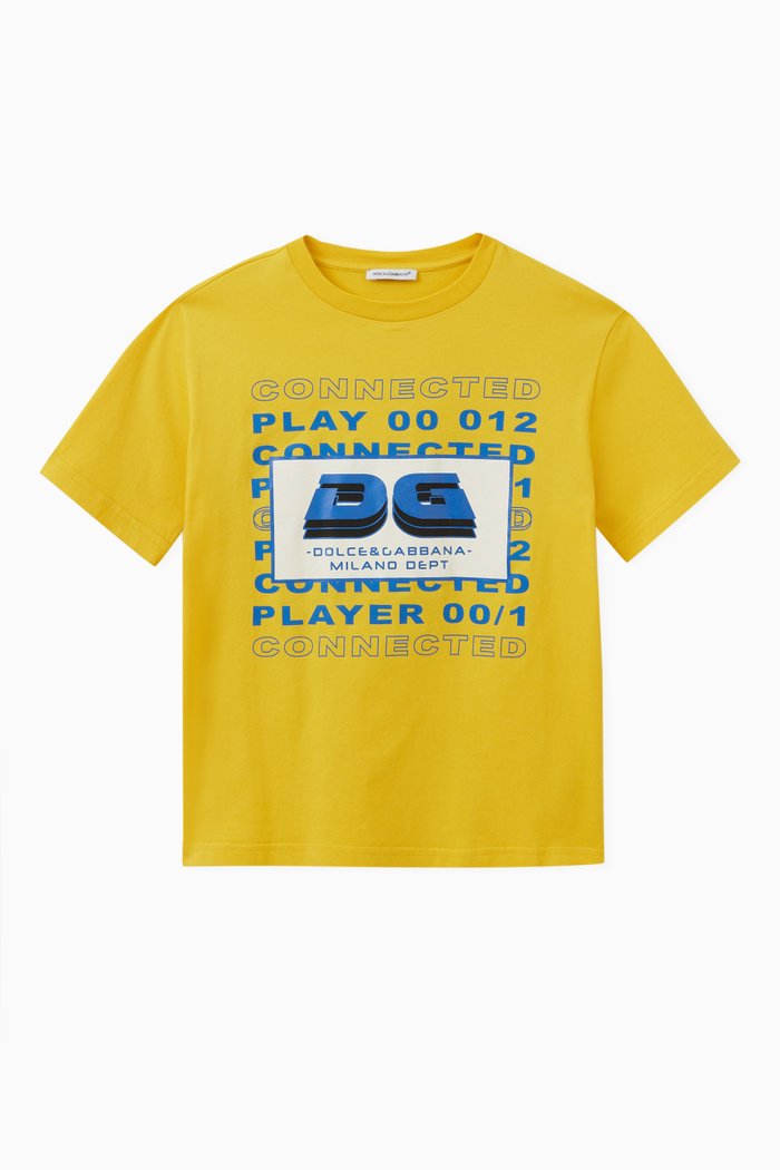 

Oversized Gamers DG Logo Print T-shirt in Cotton, Yellow