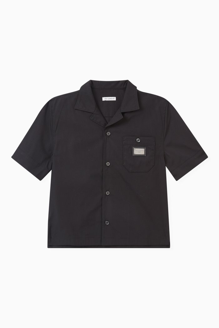 

Logo-tag Shirt in Cotton-poplin, Black