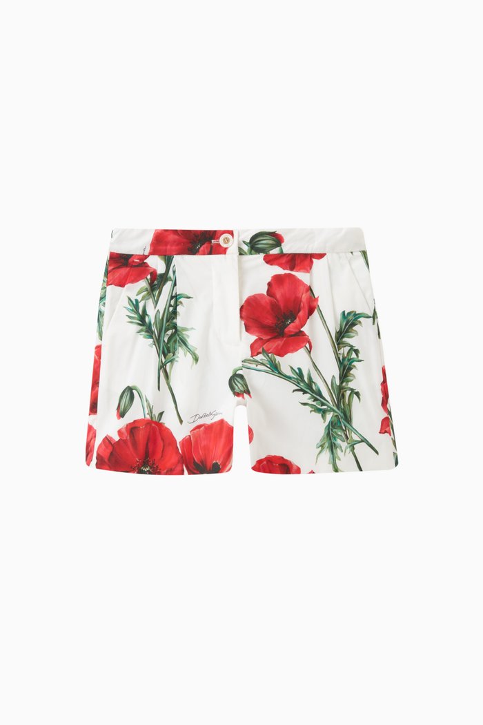 

Poppy Print Shorts in Cotton, Red