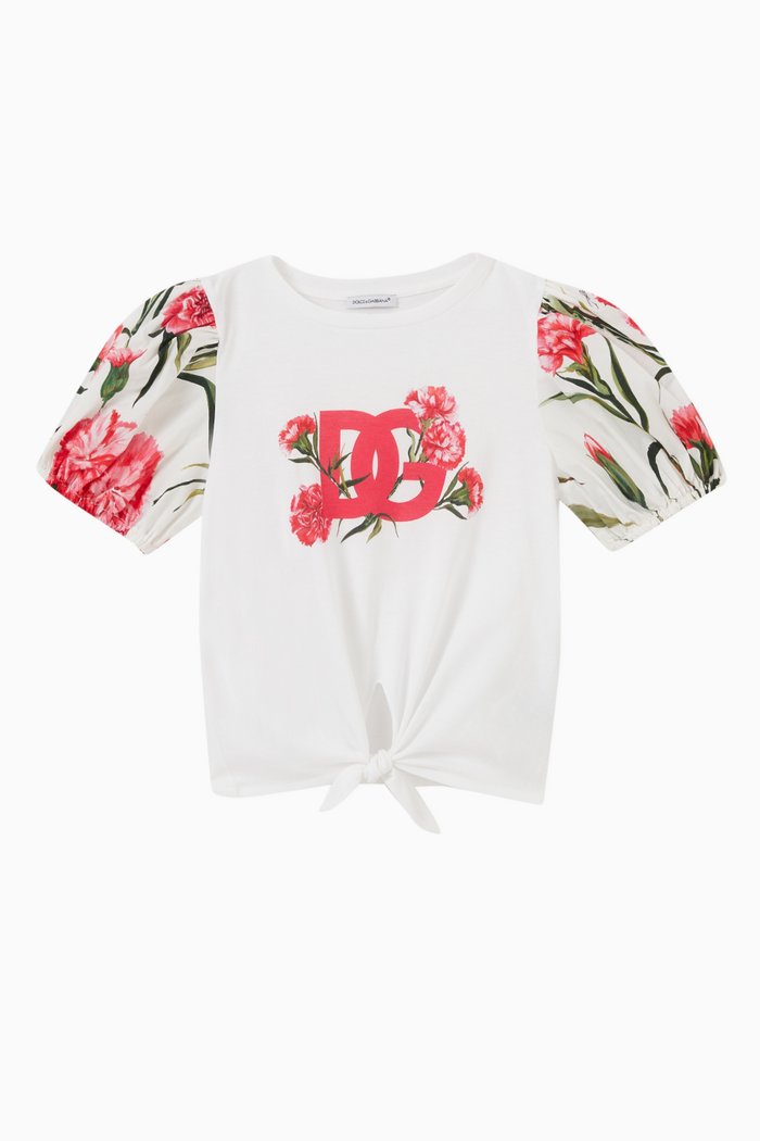 

Floral Logo T-shirt in Cottton, Pink