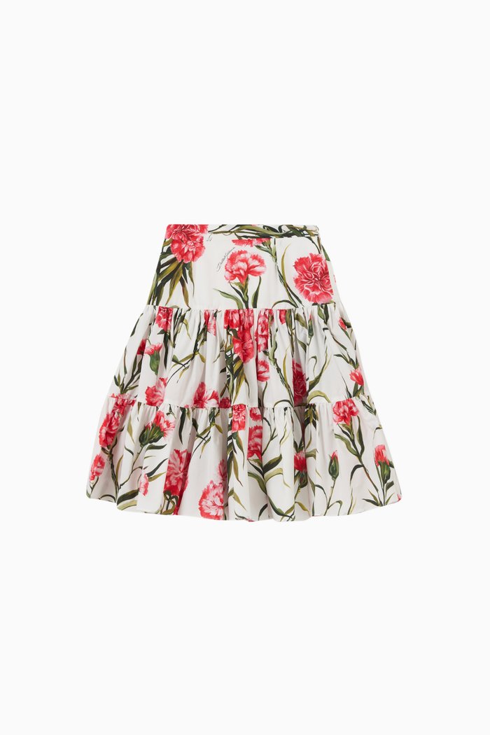 Floral Maxi Skirt in Cotton, Pink