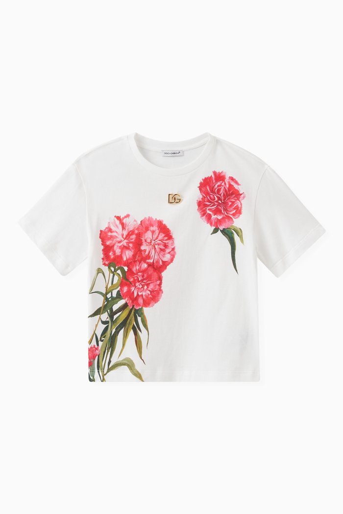 

Carnation Print Logo T-shirt in Cotton Jersey, White