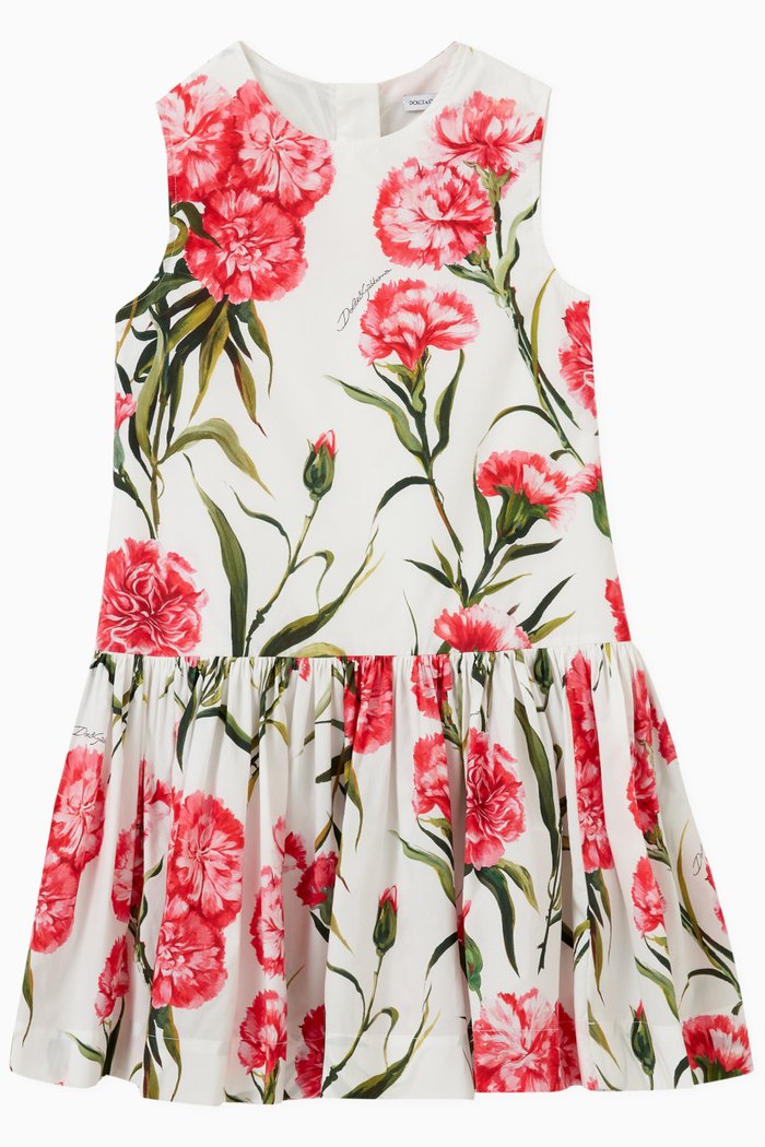 Floral Dress in Cotton, Pink
