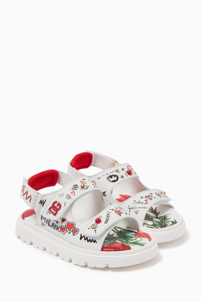 

Happy Garden Poppy Sandals in Leather, Red