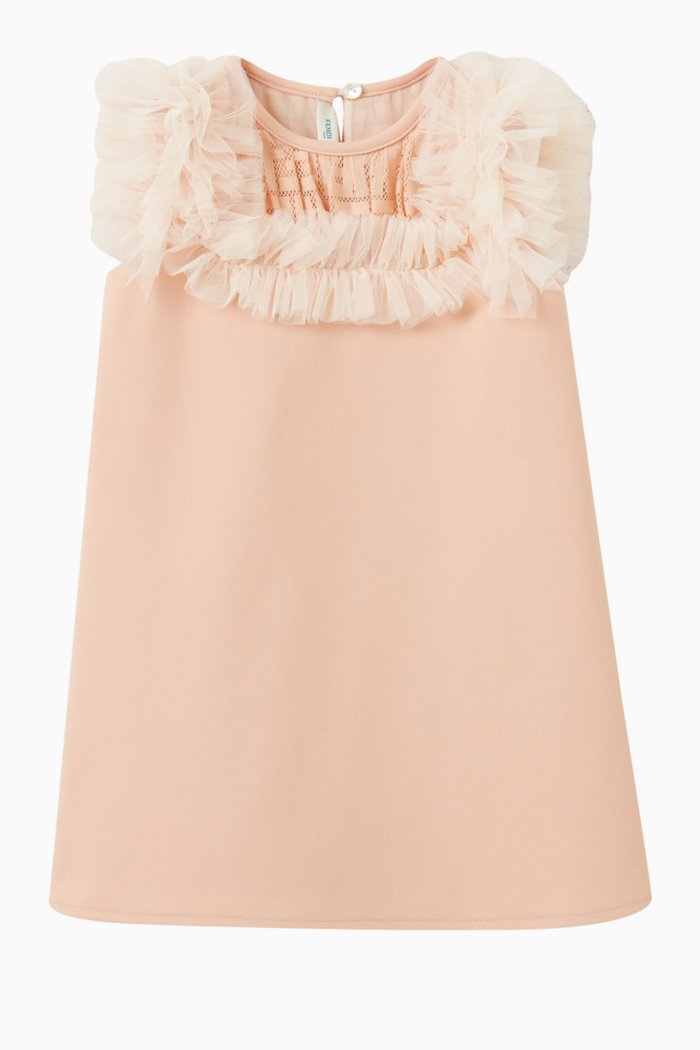 

Logo Dress in Tech Fabric & Tulle, Pink