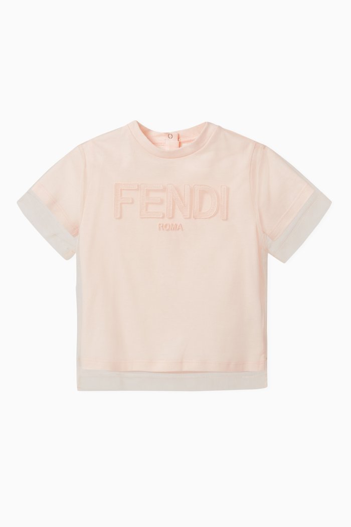 

Logo T-shirt in Cotton & Tulle, Pink