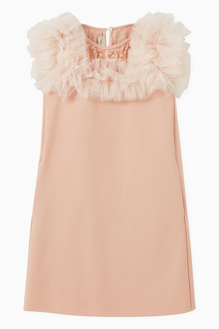 

Logo Dress in Tech Fabric & Tulle, Pink