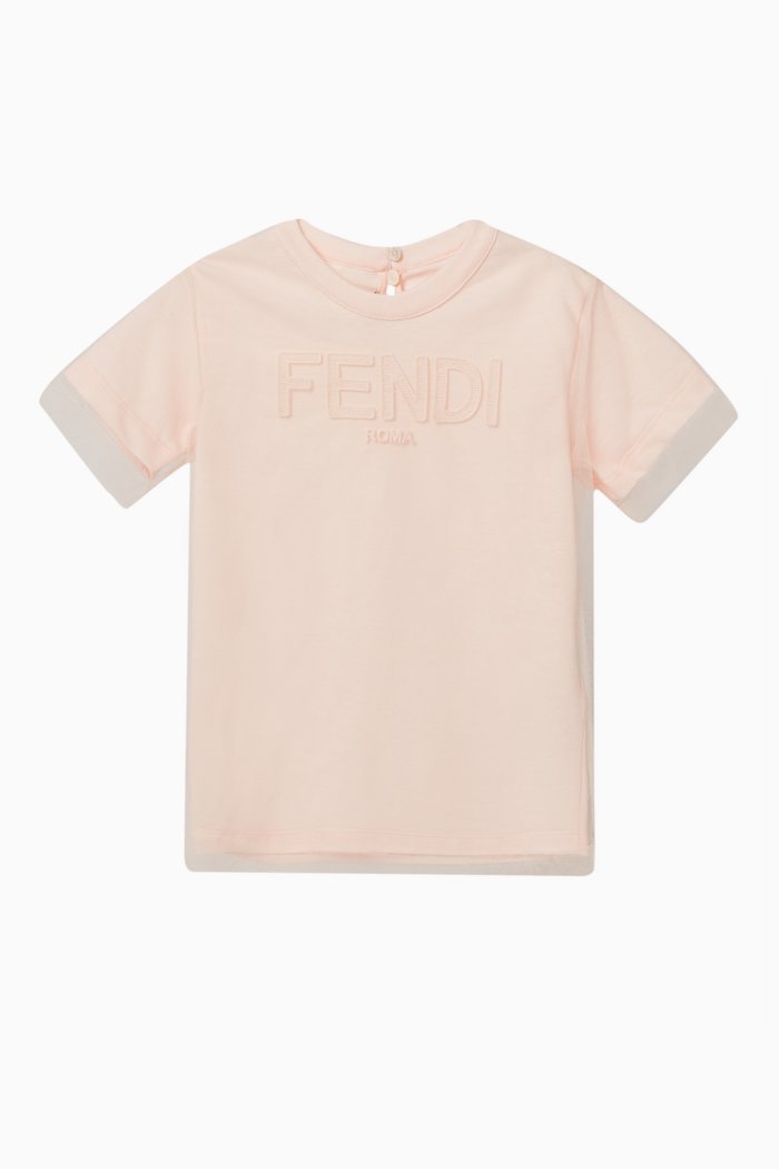 

Logo T-shirt in Cotton & Tulle, Pink