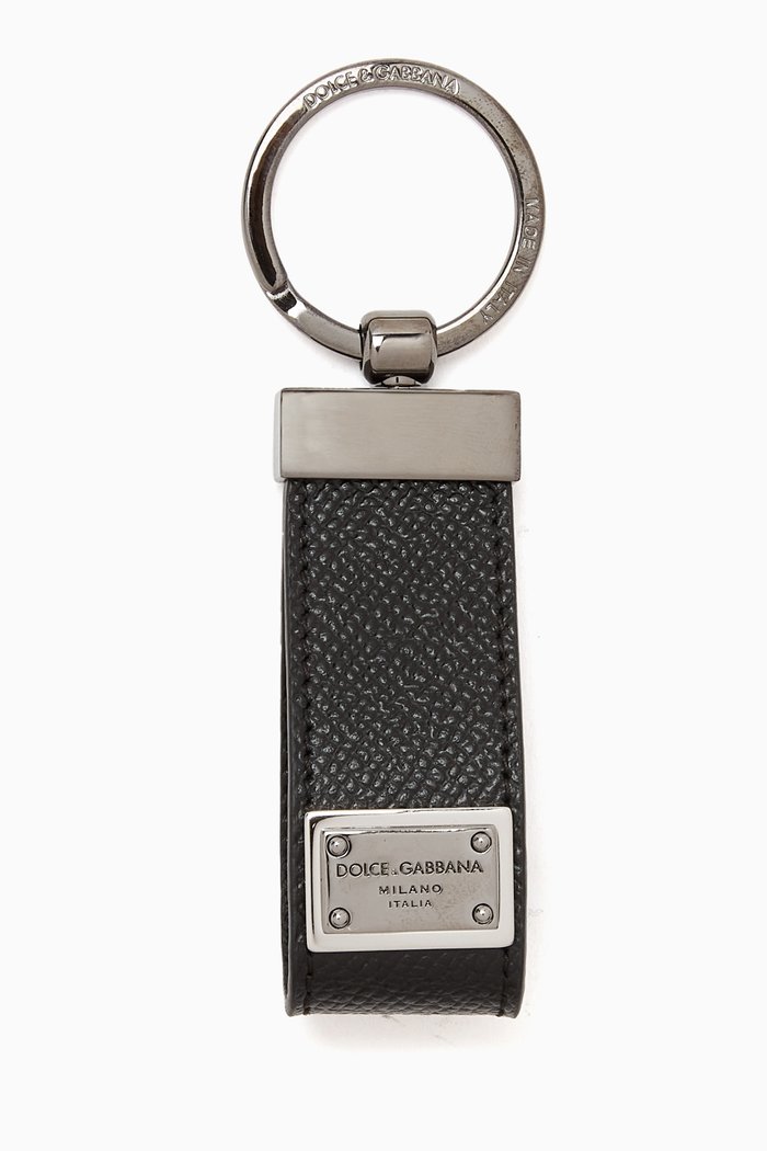 Key Ring in Leather, Black