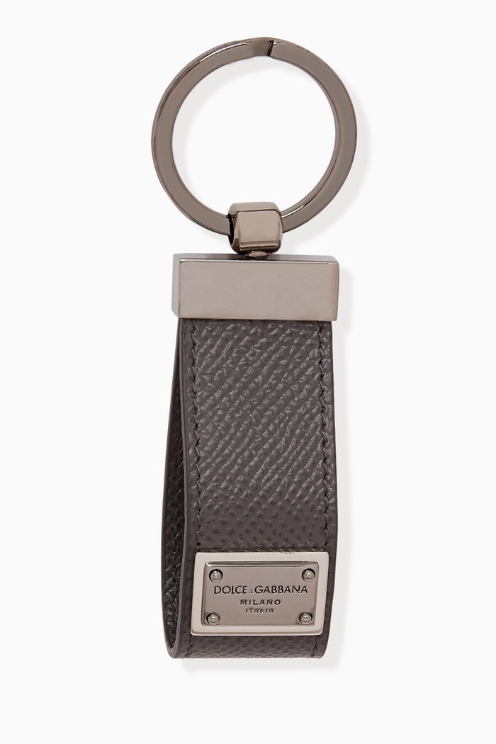 

Key Ring in Leather, Grey