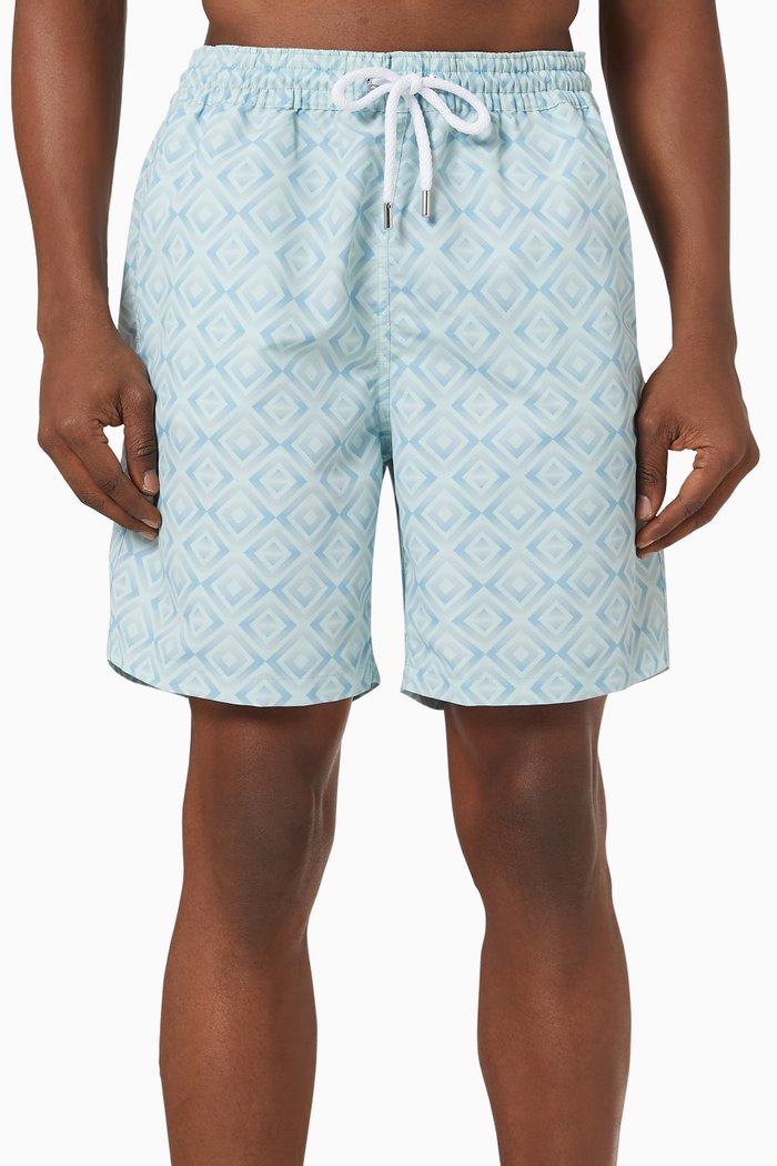 Angra Print Board Swim Shorts in Nylon, Green