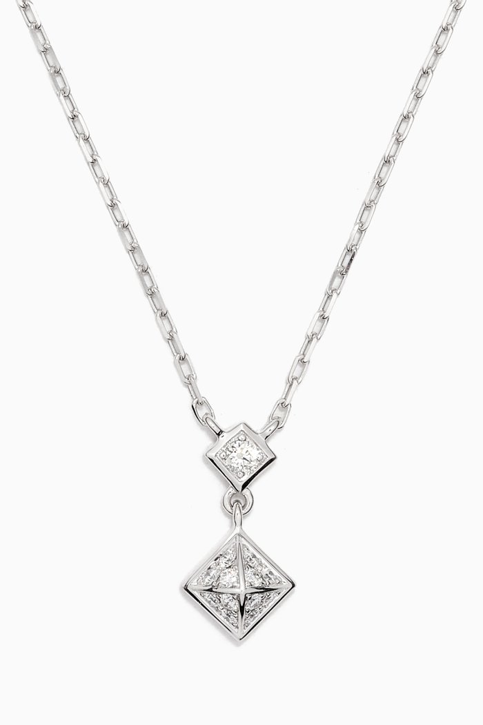 

Cleo Lotus Diamond Pendant Necklace in 18kt White Gold, Silver
