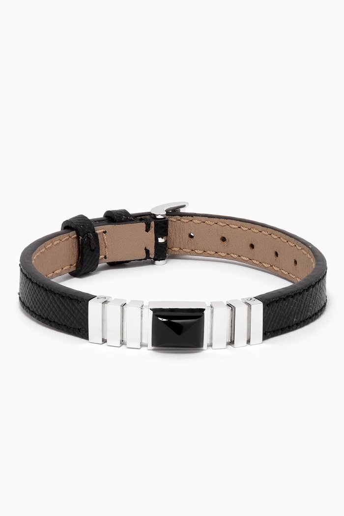 

UNII Strap Bracelet in 18kt White Gold & Leather, Silver