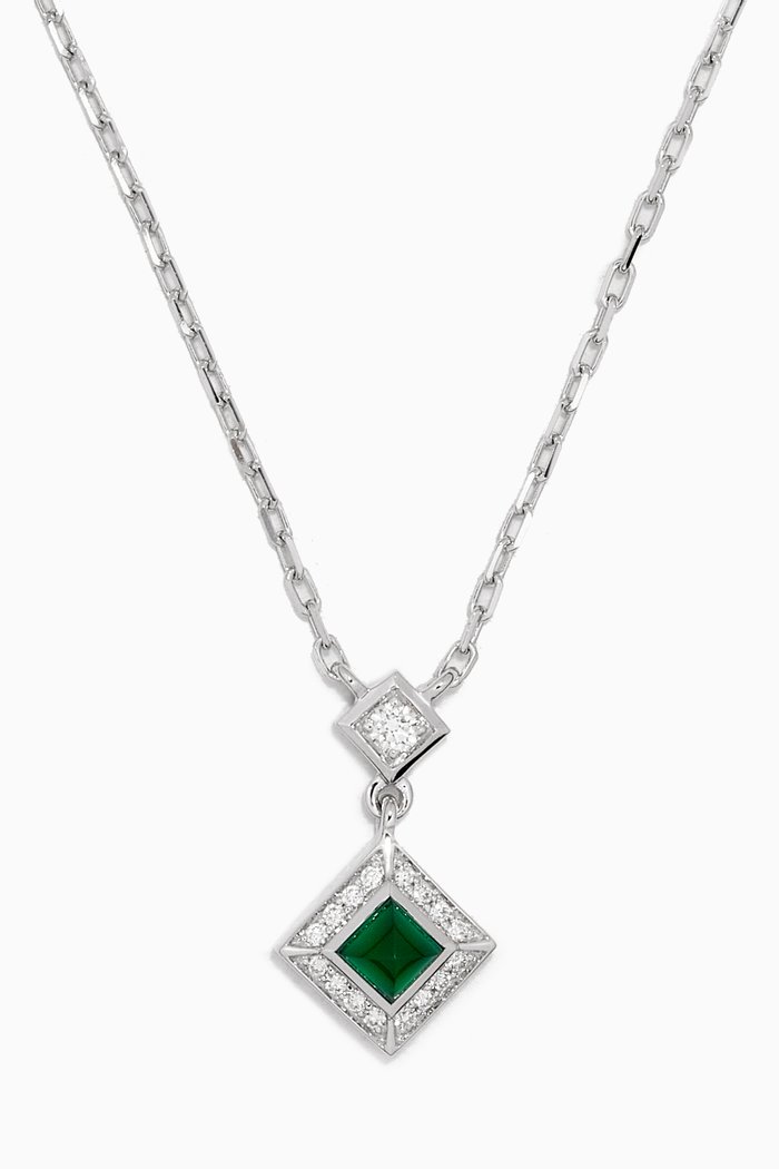 

Cleo Lotus Pavè Diamond Pendant Necklace 18kt White Gold, Silver