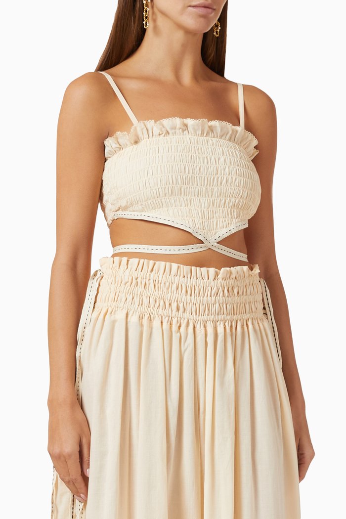

Amari Kaaw Ruched Crop Top, Neutral