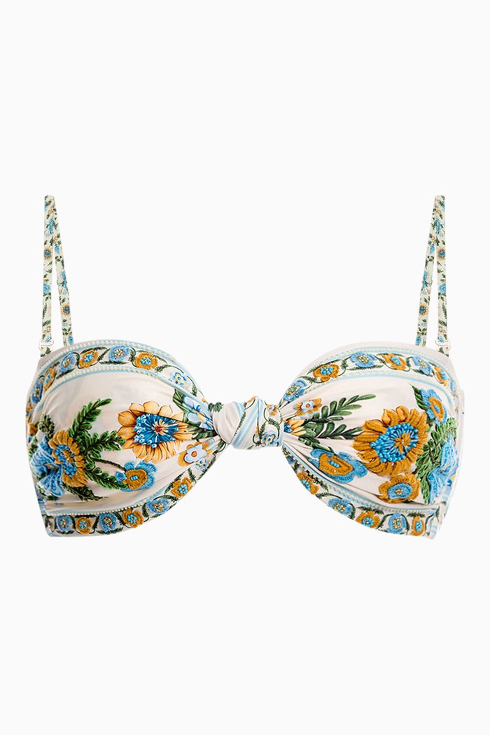 

Lucille Embroidered Bkini Top, Neutral