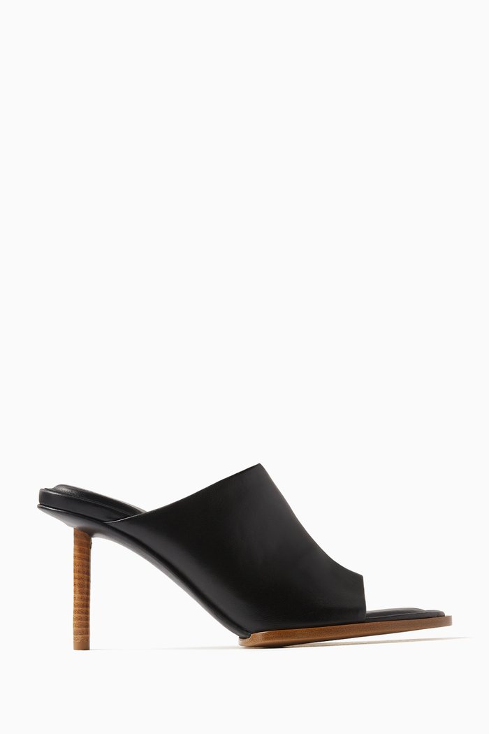 

Les Mules Rond Carré in Leather, Black