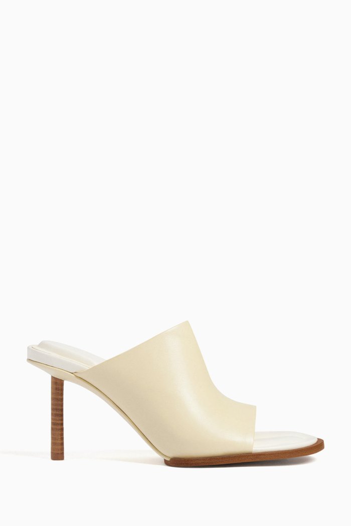 

Les Mules Rond Carré in Leather, Neutral
