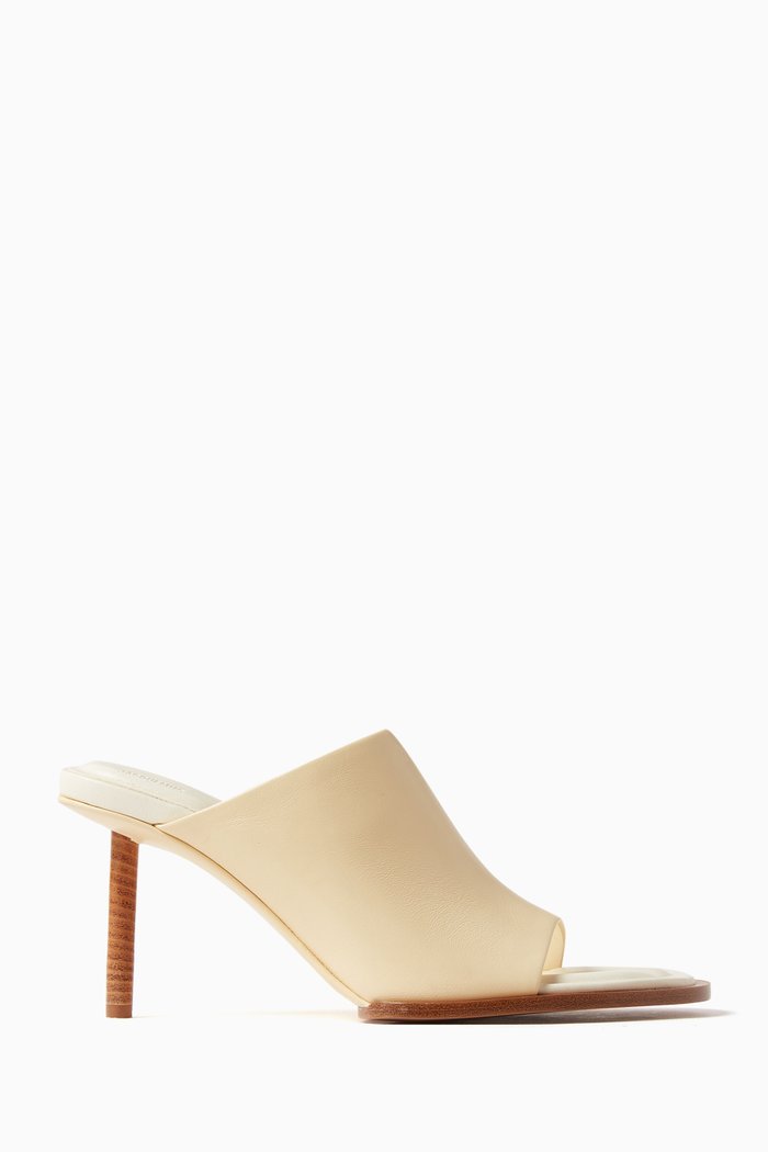 

Les Mules Rond Carré in Leather, Neutral