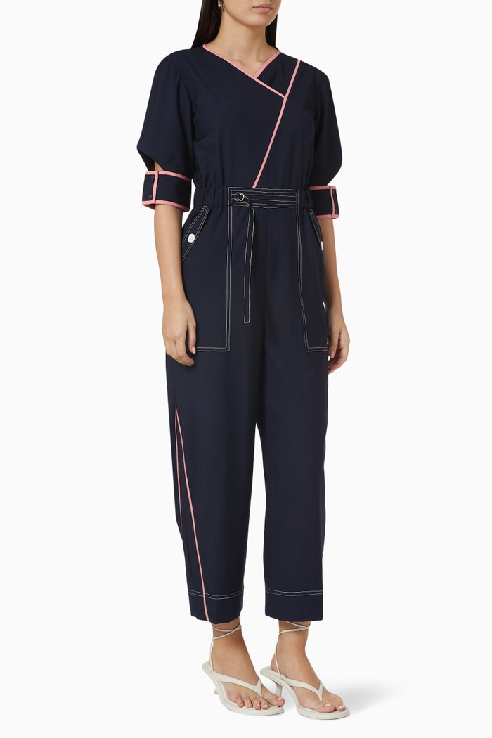 

Crossover Jumpsuit in Terry Rayon, Blue
