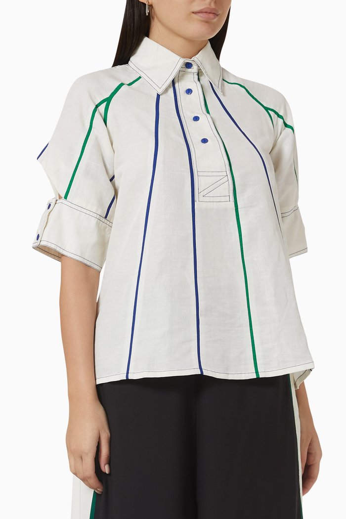 

Panelled Blouse in Linen Blend, White