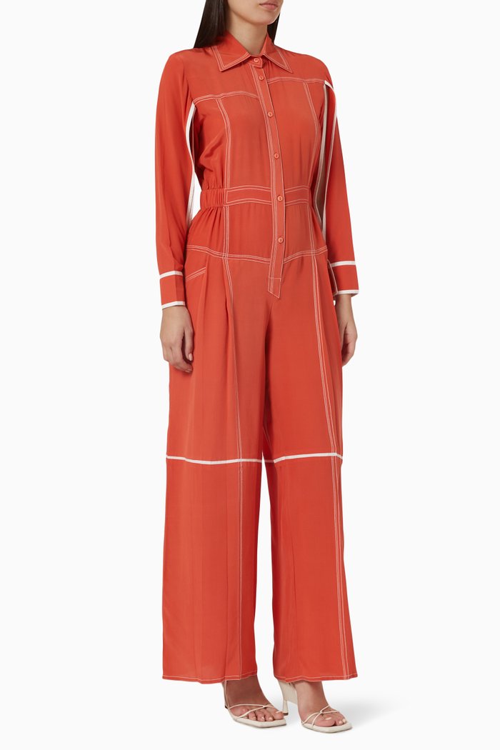 

Panelled Jumpsuit in Silk, Orange