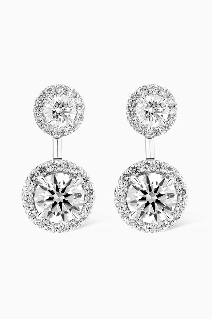 

Gaia Halo Diamond Drop Earrings in 18kt White Gold