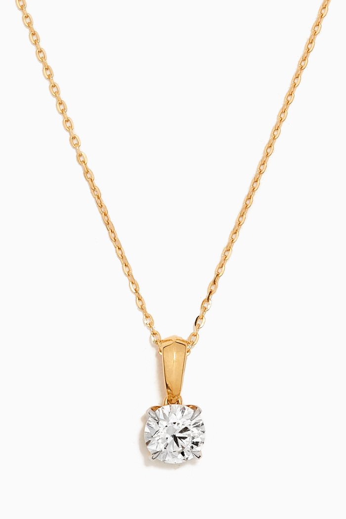 Gaia Solitaire Diamond Pendant Necklace in 18kt Gold, Yellow