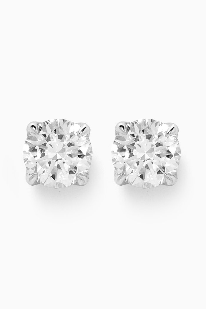Gaia Solitaire Diamond Stud Earrings in 18kt White Gold