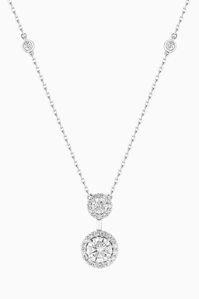 

Gaia Halo Diamond Necklace in 18kt White Gold