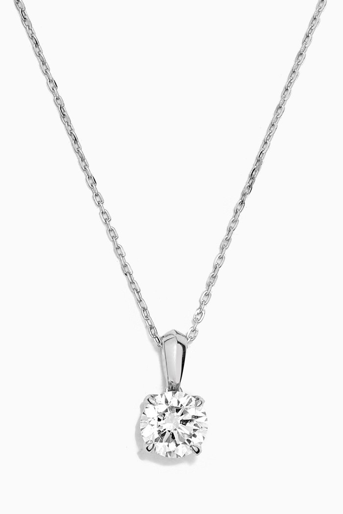 

Gaia Solitaire Diamond Pendant Necklace in 18kt White Gold
