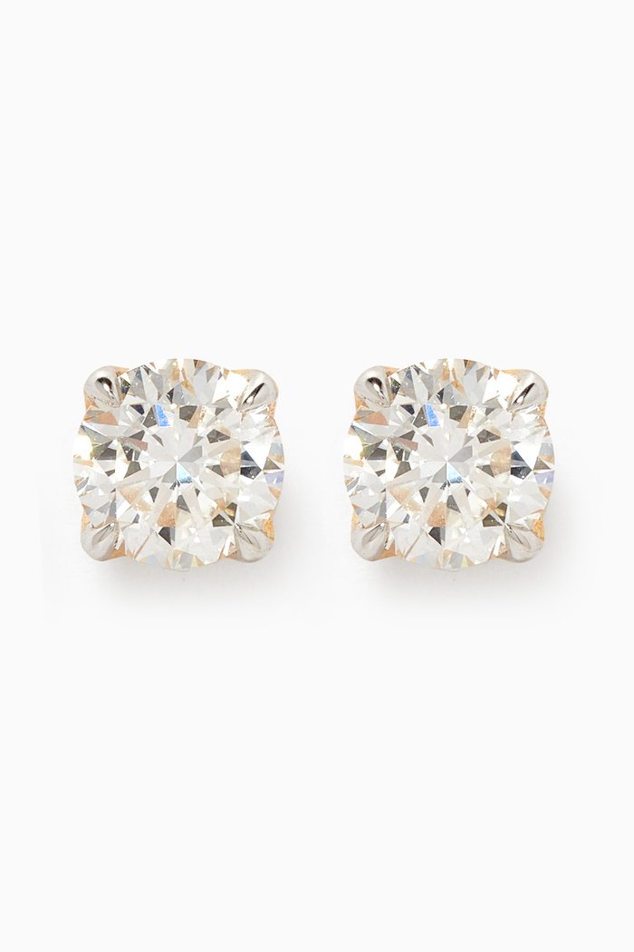 Gaia Solitaire Diamond Stud Earrings in 18kt Gold, Yellow
