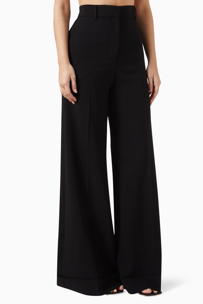 High-rise Wide-leg Pants in Viscose-cady, Black