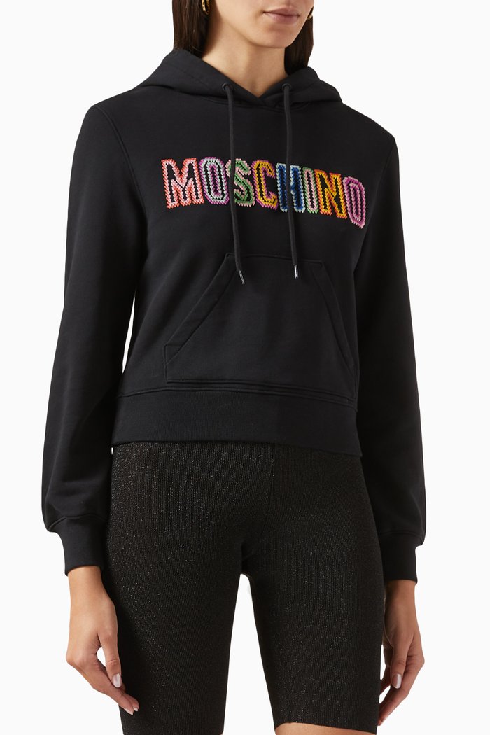 

Logo-embroidered Hoodie in Organic Cotton, Black