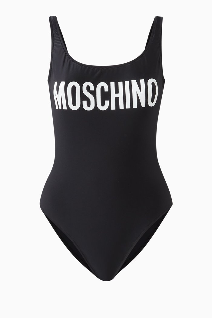 

All-over Logo One-piece Swimsuit in Lycra, Black