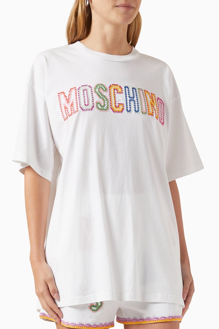 

Crochet Logo T-shirt in Cotton Jersey, White
