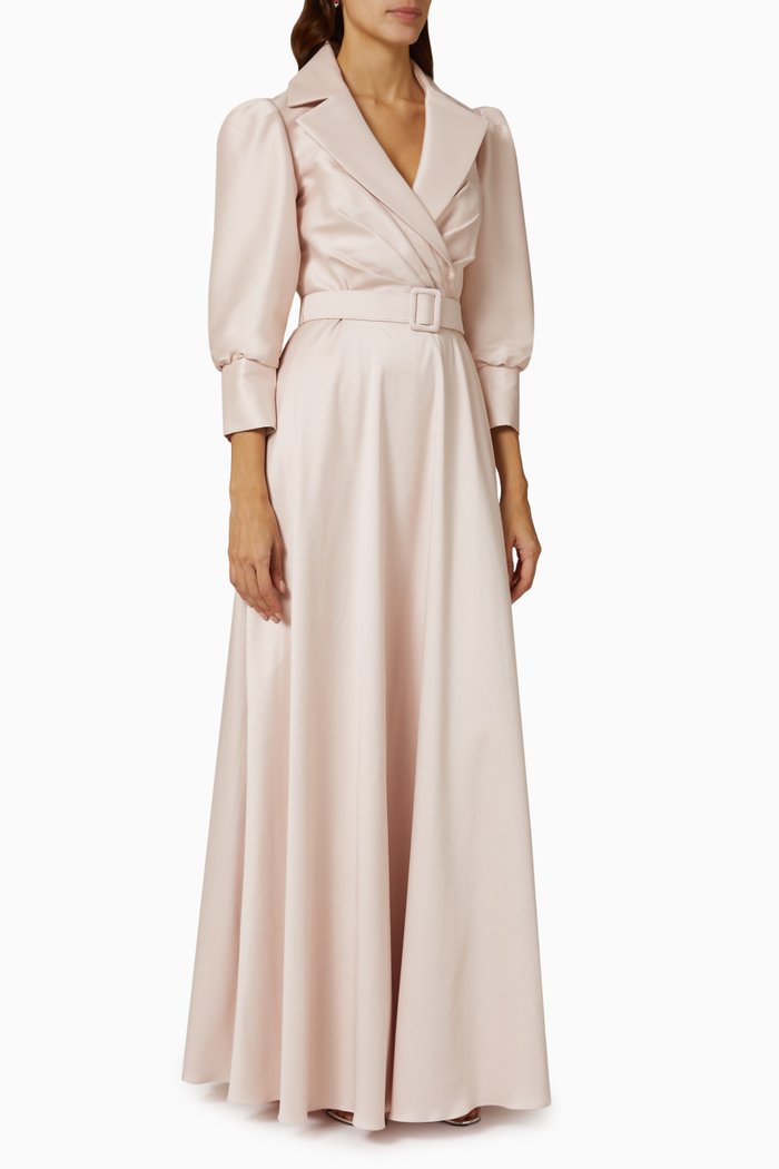 

Belted Gown in Mikado, Pink