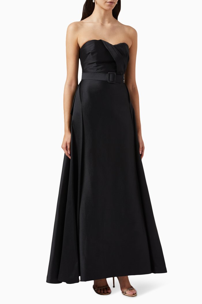 

Strapless Gown in Mikado, Black