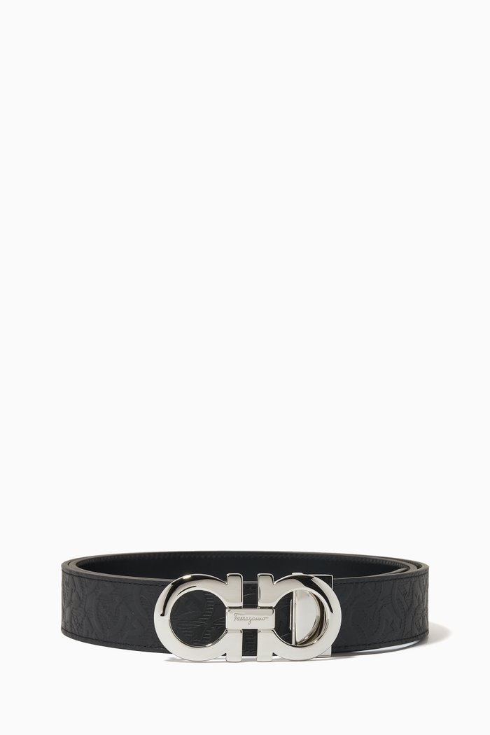 

Gancini Reversible Belt in Leather, Black