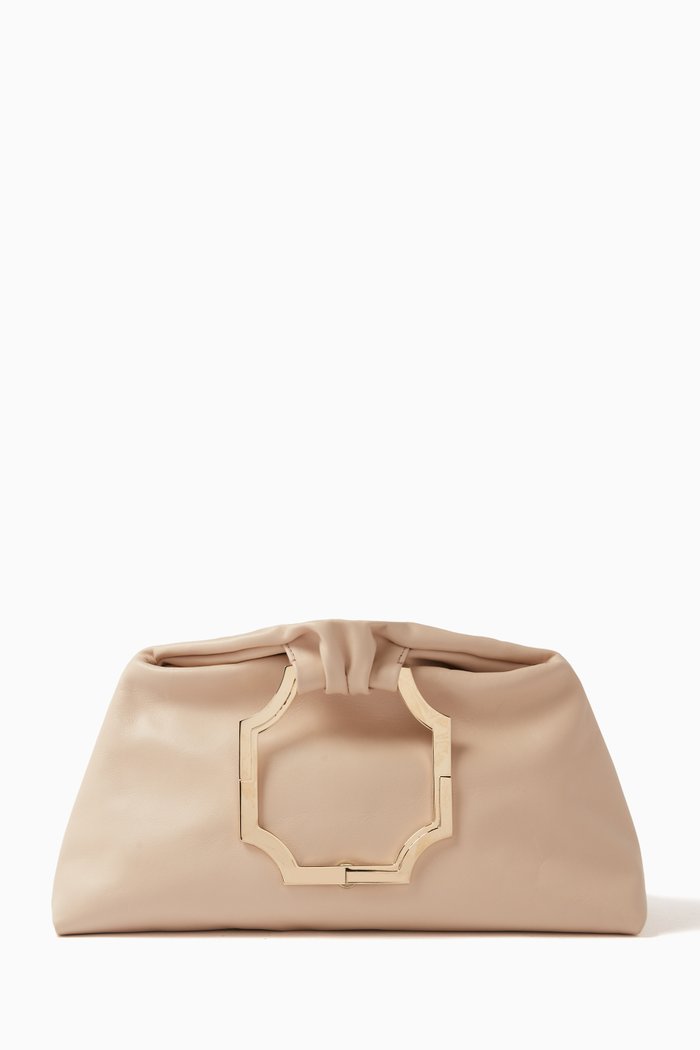 Ingrid Clutch in Nappa Leather, Neutral