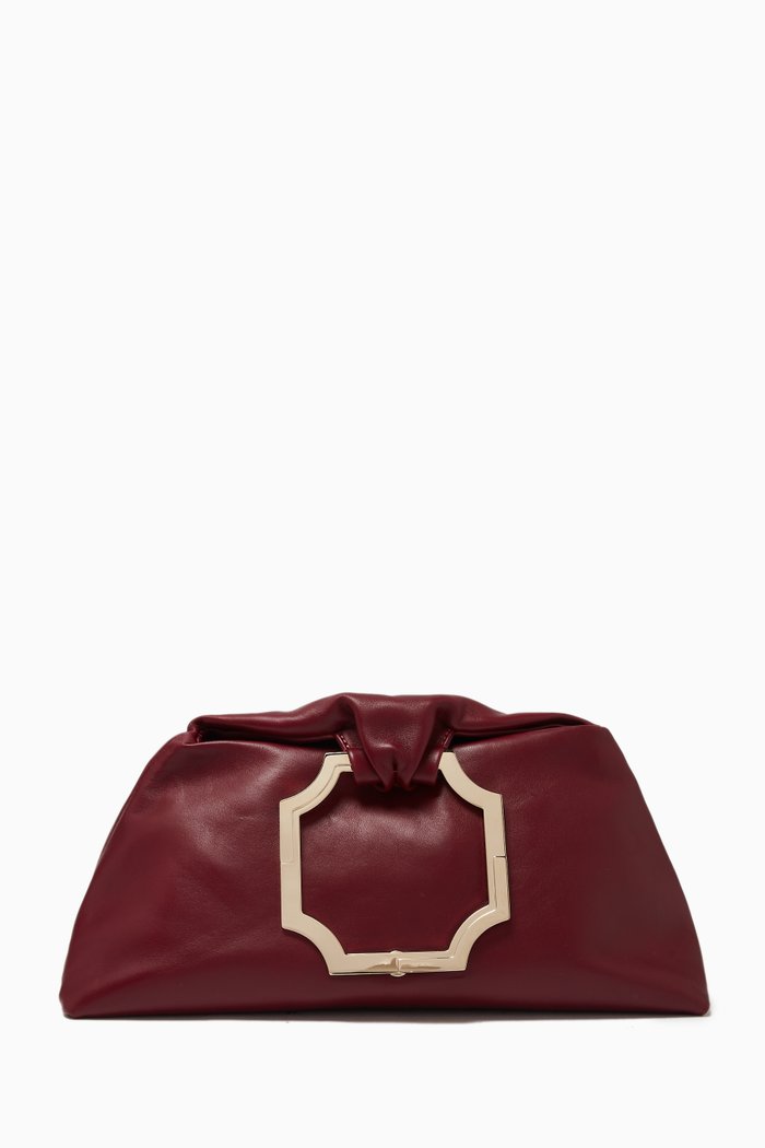 Ingrid Clutch in Nappa Leather, Burgundy