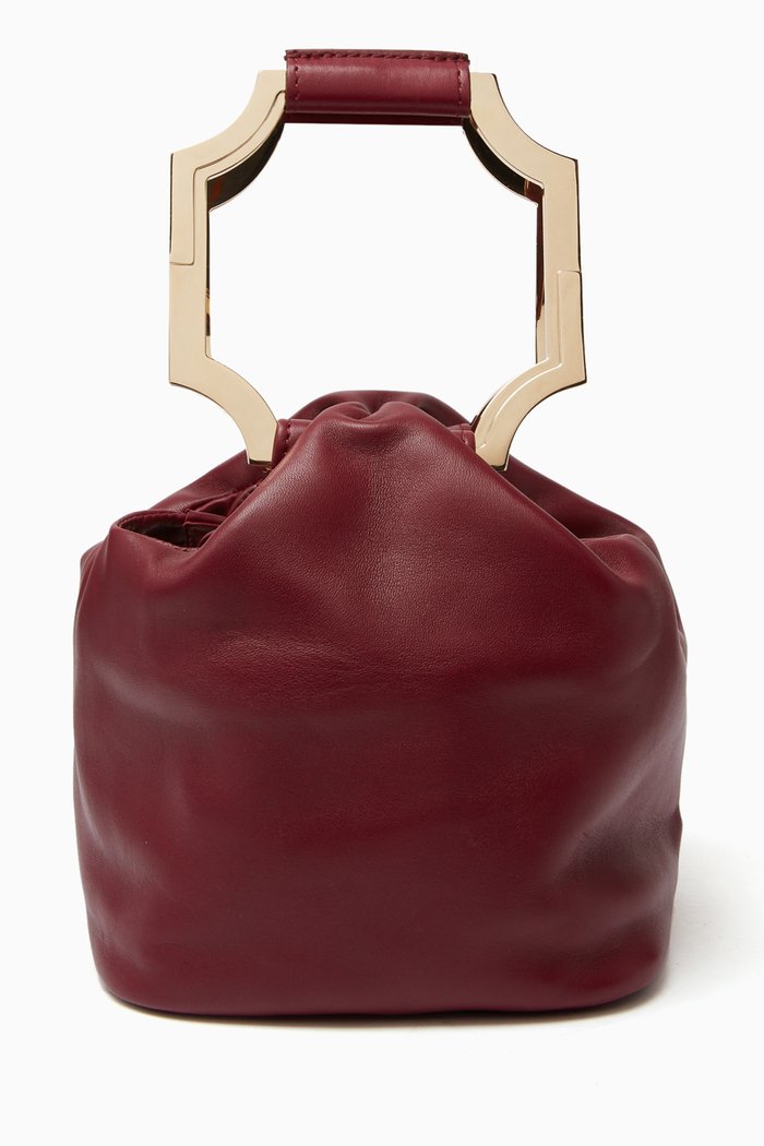 Ingrid Mini Top Handle Bag in Nappa, Burgundy