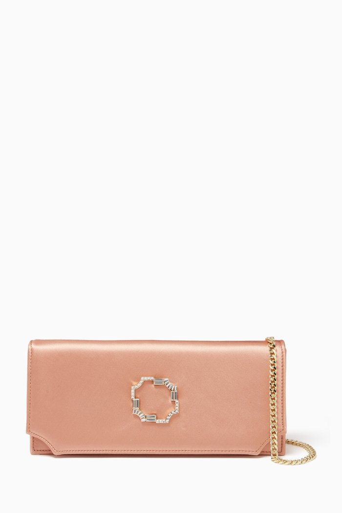 

Vivien Crossbody Clutch Bag in Satin, Pink