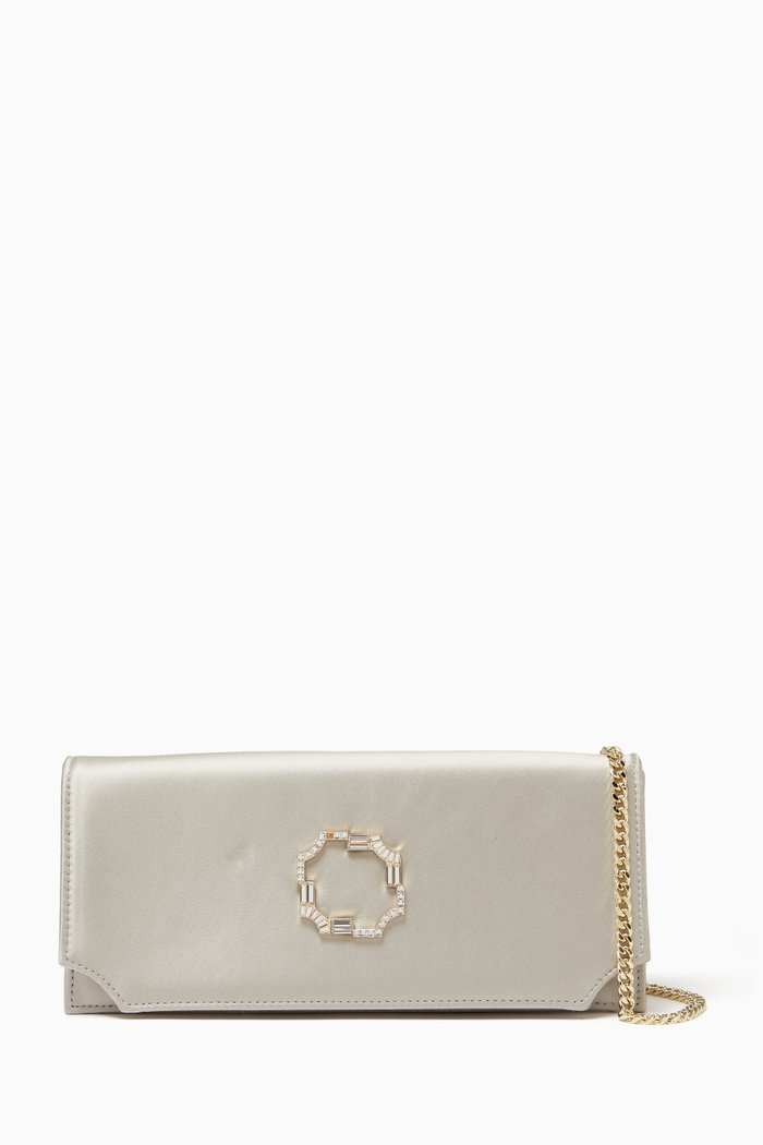 

Vivien Crossbody Clutch Bag in Satin, Silver