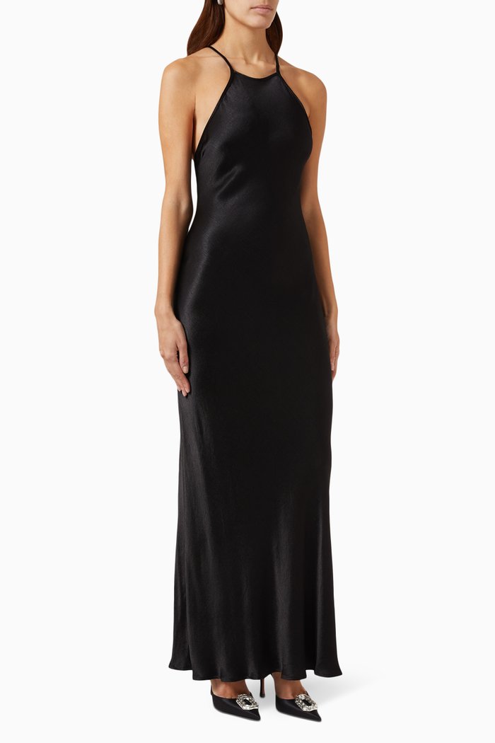 

Indi Maxi Dress in Satin, Black