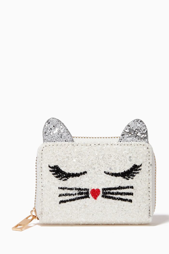 

Cat Patch Glitter Wallet, Green