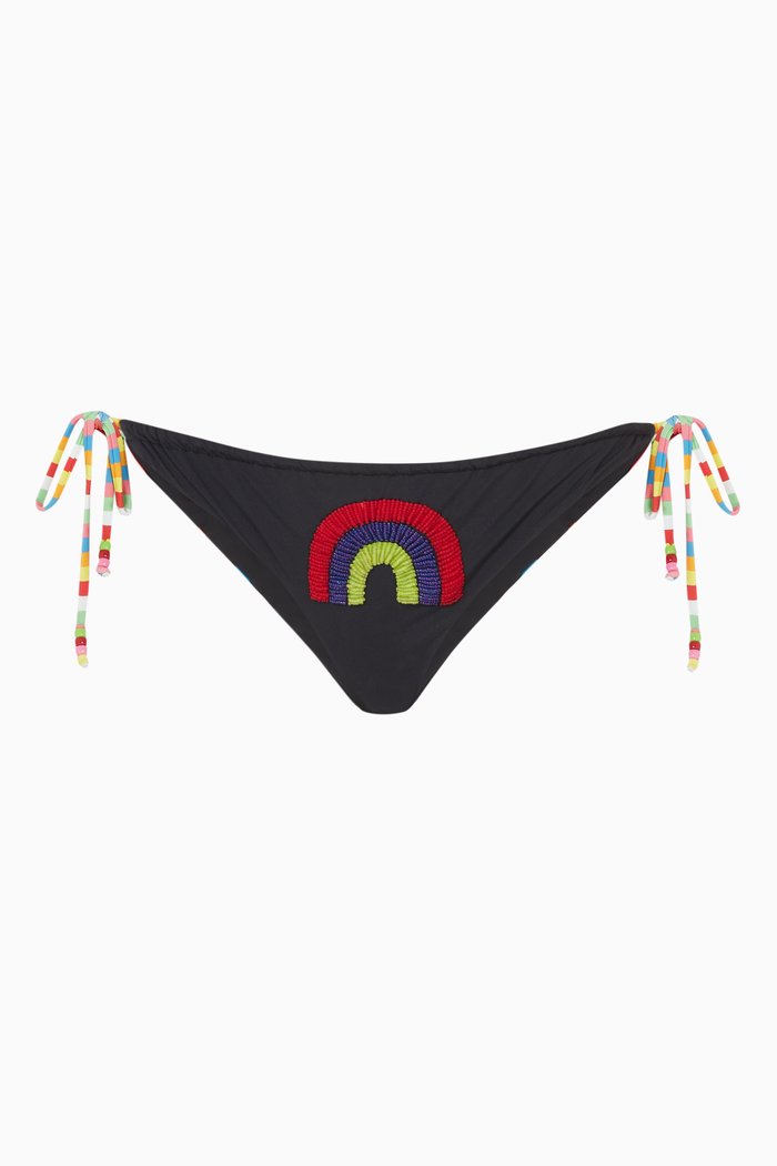 

The String Bead Bikini Brief in Stretch Nylon, Black